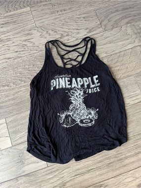 Black Pineapple Graphic Crisscross Tank Top